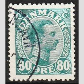 FRIMRKER DANMARK | 1915 - AFA 84 - Chr. X 80 re blgrn - Stemplet