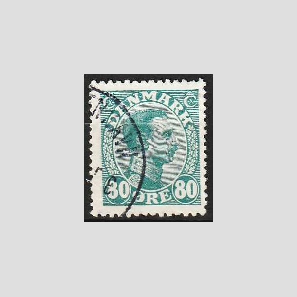 FRIMRKER DANMARK | 1915 - AFA 84 - Chr. X 80 re blgrn - Stemplet