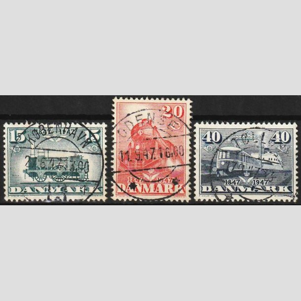 FRIMRKER DANMARK | 1947 - AFA 302-04 - Danske jernbane 100 r - i st - Pragt Stemplet