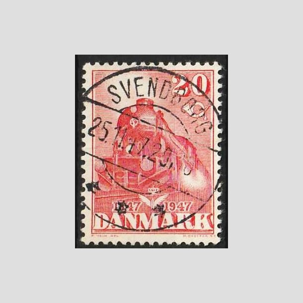 FRIMRKER DANMARK | 1947 - AFA 303 - Danske jernbane 100 r - 20 re rd - Pragt Stemplet