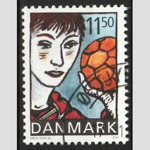 FRIMRKER DANMARK | 2002 - AFA 1345 - Sport og ungdom - 11,50 Kr. Hndbold - Pnt Stemplet
