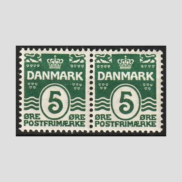 FRIMRKER DANMARK | 1912 - AFA 64 - Blgelinie 5 re mrkgrn i par - Postfrisk