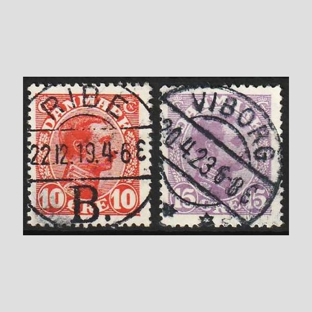 FRIMRKER DANMARK | 1913 - AFA 69+70 - Chr. X 10+15 re - Lux Stemplet