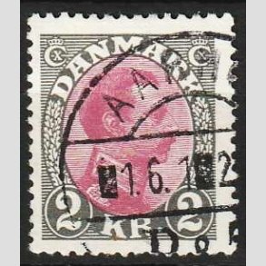 FRIMRKER DANMARK | 1925-26 - AFA 151 - Chr. X 2 Kr. gr/rdlilla - Stemplet