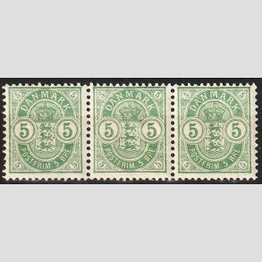 FRIM�RKER DANMARK | 1895 - AFA 34C - 5 �re gr�n i 3-stribe - Postfrisk