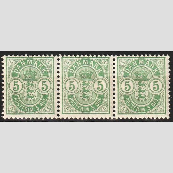 FRIMRKER DANMARK | 1895 - AFA 34C - 5 re grn i 3-stribe - Postfrisk