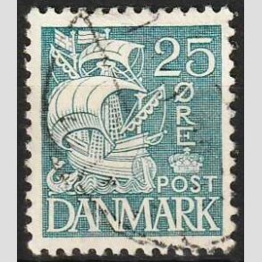 FRIM�RKER DANMARK | 1933 - AFA 205 - Karavel 25 �re bl� Type I - Stemplet