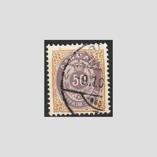 FRIMRKER DANMARK | 1902 - AFA 30C - 50 re brun/lilla - Pnt stemplet