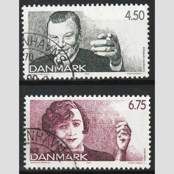 FRIMRKER DANMARK | 1999 - AFA 1213+15 - Dansk revy - 4,50 + 6,75 kr. - Pnt Stemplet 