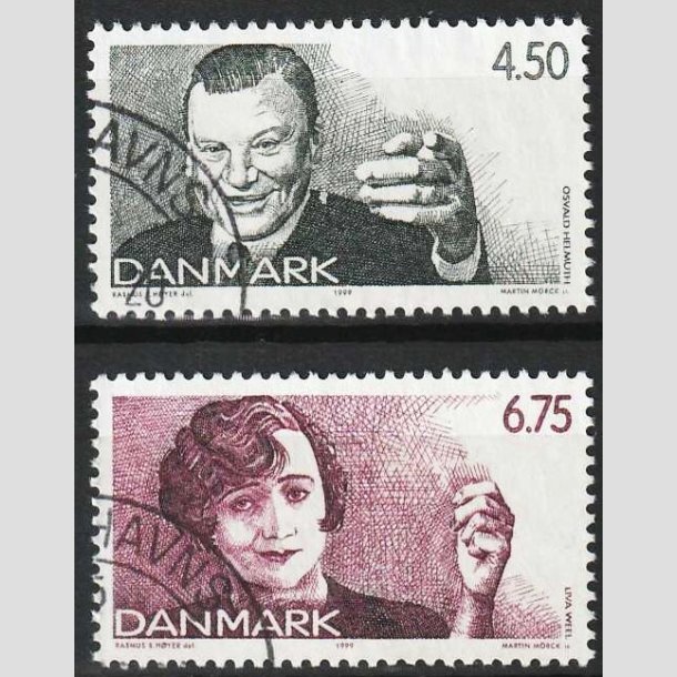 FRIMRKER DANMARK | 1999 - AFA 1213+15 - Dansk revy - 4,50 + 6,75 kr. - Pnt Stemplet 