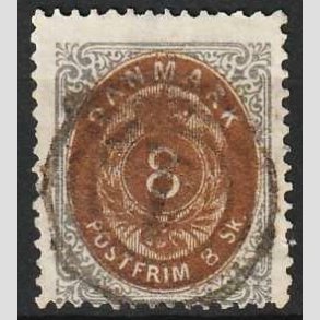FRIMRKER DANMARK | 1871-74 - AFA 19 - 8 Skilling gr/brun - Stemplet