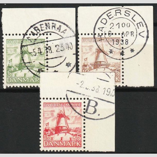 FRIMRKER DANMARK | 1937 - AFA 236-38 - Dybbl Mlle - i st med marginal - Pnt stemplet