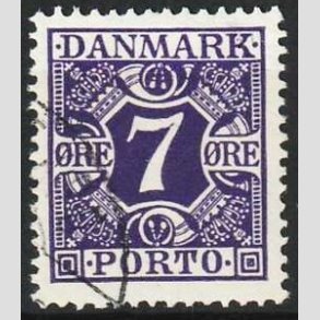 FRIMRKER DANMARK | 1930 - AFA 21 - 7 re violet - Pnt Stemplet
