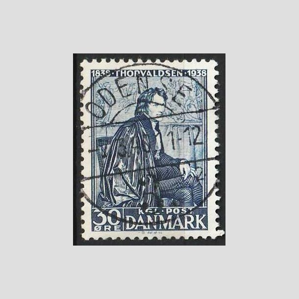 FRIMRKER DANMARK | 1938 - AFA 251 - Thorvaldsen 30 re bl - Lux Stemplet Odense