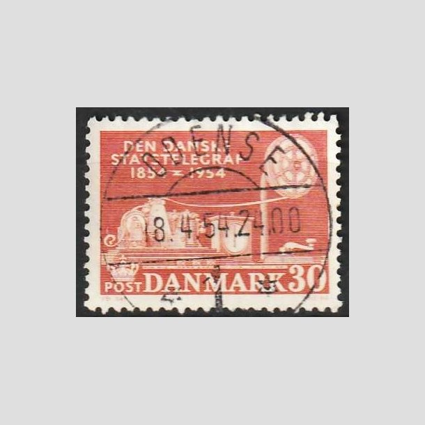 FRIMRKER DANMARK | 1954 - AFA 356 - Statstelegrafen - 30 re brunrd - Pragt Stemplet Odense