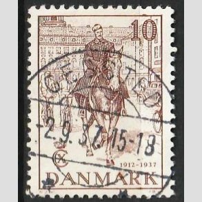 FRIM�RKER DANMARK | 1937 - AFA 240 - Chr. X 25 �re jubil�um 10 �re brun - Lux Stemplet Gedsted