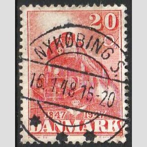 FRIM�RKER DANMARK | 1947 - AFA 303 - Danske jernbane 100 �r - 20 �re r�d - Pragt Stemplet