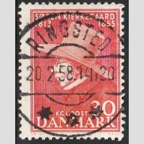 FRIM�RKER DANMARK | 1955 - AFA 365 - S�ren Kierkeghaard - 30 �re r�d - Pragt Stemplet 