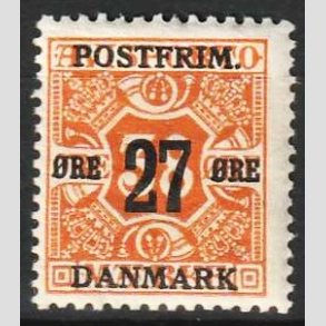 FRIMRKER DANMARK | 1918 - AFA 92 - 27 re/38 re orange - Ubrugt