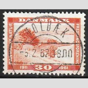 FRIM�RKER DANMARK | 1961 - AFA 392 - Naturfredningsforening 50 �r. - 30 �re brunr�d - Pragt Stemplet