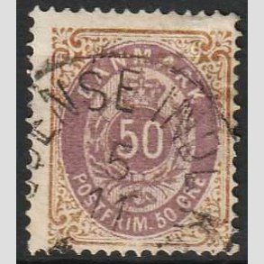 FRIM�RKER DANMARK | 1875 - AFA 30 - 50 �re brun/lilla - Stemplet