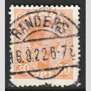 FRIMRKER DANMARK | 1921-22 - AFA 127 - Chr. X 30 re orange - Lux Stemplet Randers