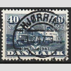 FRIM�RKER DANMARK | 1947 - AFA 304 - Danske jernbaner 100 �r - 40 �re bl� - Pragt Stemplet