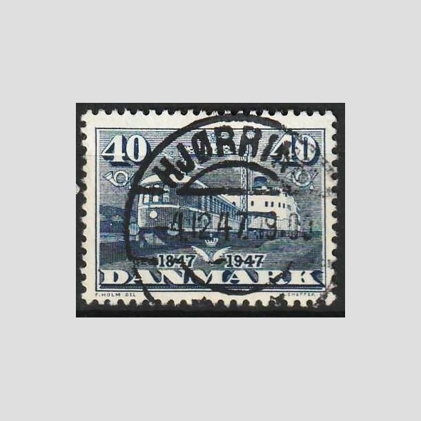 FRIMRKER DANMARK | 1947 - AFA 304 - Danske jernbaner 100 r - 40 re bl - Pragt Stemplet