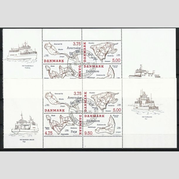 FRIMÆRKER DANMARK | 1995 - AFA 1090A,1090B - Danske småøer med vignet 2 x Miniark - Lux Stemplet