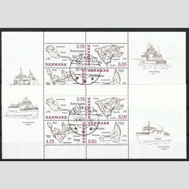 FRIMRKER DANMARK | 1995 - AFA 1090A,1090B - Danske smer med vignet 2 x Miniark - Lux Stemplet