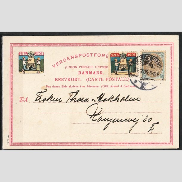 JULEMRKER DANMARK | 1905 - Brn ved kilde - P julekort - Stemplet