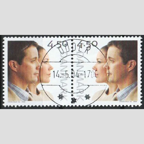 FRIMRKER DANMARK | 2004 - AFA 1388-89 - Kongeligt bryllup - 4,50 Kr. Kronprinsparret - Lux Stemplet