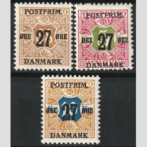 FRIMRKER DANMARK | 1918 - AFA 94-96 - 27 re/68 - 27 re/10 kr. provisorium - Postfrisk