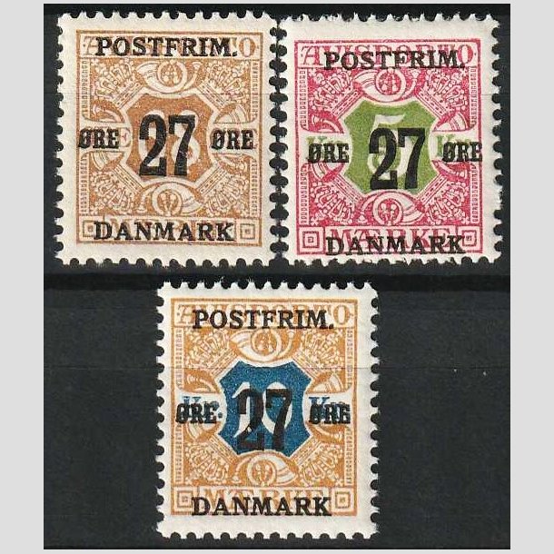 FRIMRKER DANMARK | 1918 - AFA 94-96 - 27 re/68 - 27 re/10 kr. provisorium - Postfrisk