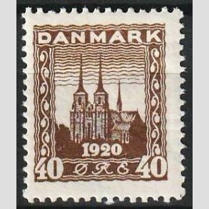 FRIM�RKER DANMARK | 1920-21 - AFA 114 - Genforening 40 �re brun - Ubrugt