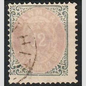 FRIM�RKER DANMARK | 1875 - AFA 26y omv. ramme - 12 �re gr�/violet - Stemplet