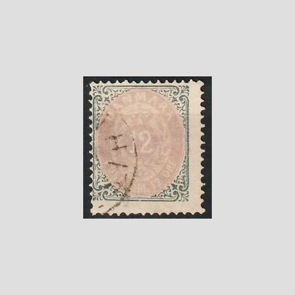 FRIMRKER DANMARK | 1875 - AFA 26y omv. ramme - 12 re gr/violet - Stemplet