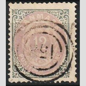 FRIM�RKER DANMARK | 1875 - AFA 26y omv. ramme - 12 �re gr�/violet - Stemplet