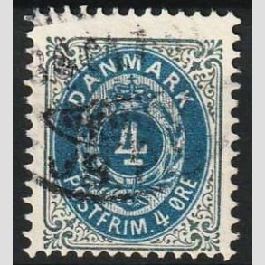 FRIM�RKER DANMARK | 1902 - AFA 23C - 4 �re gr�/bl� - Stemplet