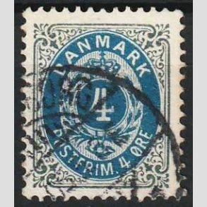 FRIM�RKER DANMARK | 1902 - AFA 23C - 4 �re gr�/bl� - Stemplet