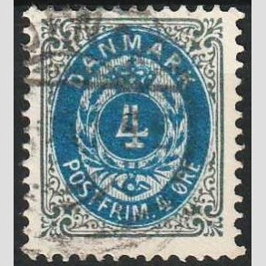 FRIM�RKER DANMARK | 1902 - AFA 23C - 4 �re gr�/bl� - Stemplet