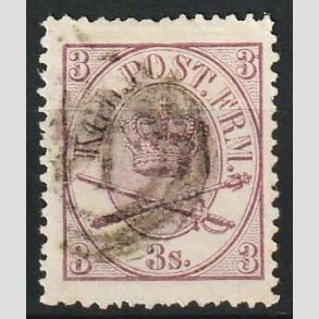 FRIMRKER DANMARK | 1864-70 - AFA 12 - Krone Scepter - 3 Skilling lilla - Stemplet