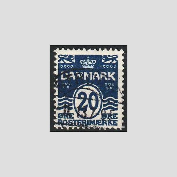 FRIMRKER DANMARK | 1912 - AFA 66a - Blgelinie 20 re sortbl - Pnt Stemplet