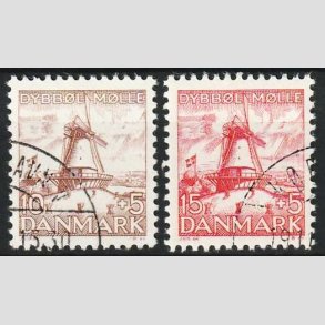 FRIM�RKER DANMARK | 1937 - AFA 237+238 - Dybb�l M�lle - 2 stk. m�rker - P�nt stemplet 