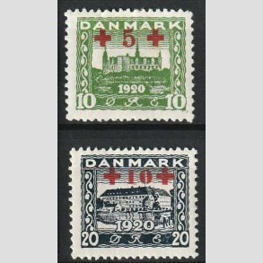 FRIMRKER DANMARK | 1921 - AFA 120+121 - Rde Kors provisorier i st - Ubrugt