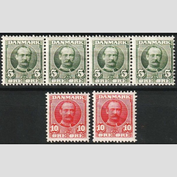 FRIMRKER DANMARK | 1907 - AFA 54+55 - Frederik VIII 5 re + 10 re div. - Postfrisk