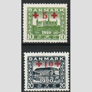 FRIMRKER DANMARK | 1921 - AFA 120+121 - Rde Kors provisorier i st - Ubrugt