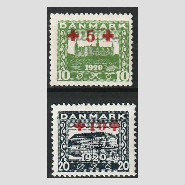 FRIMRKER DANMARK | 1921 - AFA 120+121 - Rde Kors provisorier i st - Ubrugt