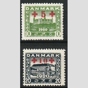 FRIMRKER DANMARK | 1921 - AFA 120+121 - Rde Kors provisorier i st - Ubrugt