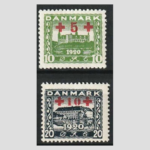 FRIMRKER DANMARK | 1921 - AFA 120+121 - Rde Kors provisorier i st - Ubrugt